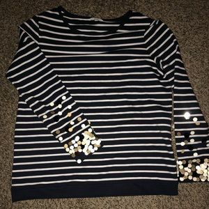 Crown & Ivy Navy and white striped top